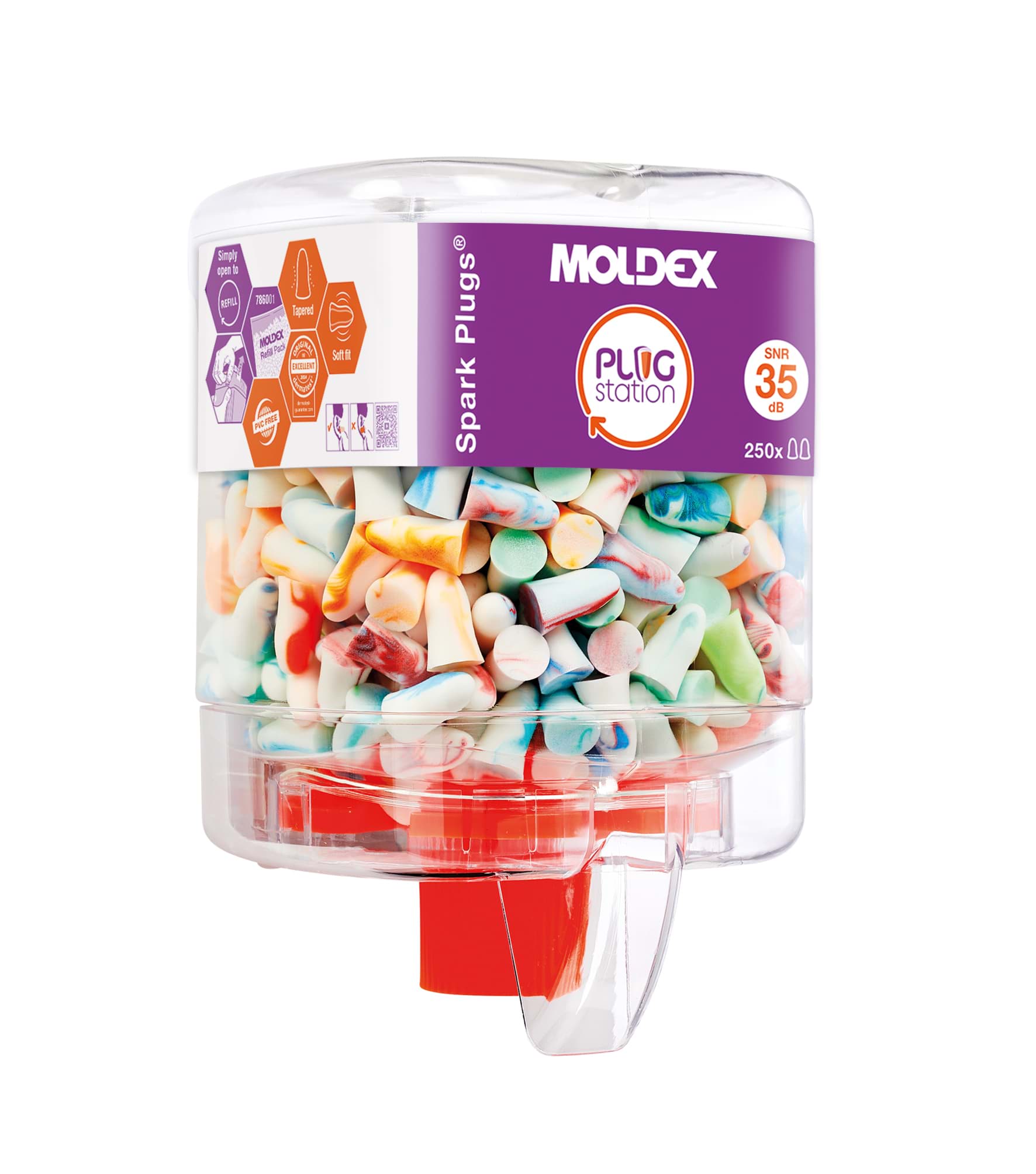 Bild von Moldex Spark Plugs® 7825 – Einweg-Gehörschutz in PlugStation (250 Paar).